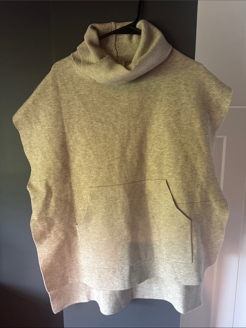 Kerisma angora Turtleneck Poncho Sweater in khaki/tan